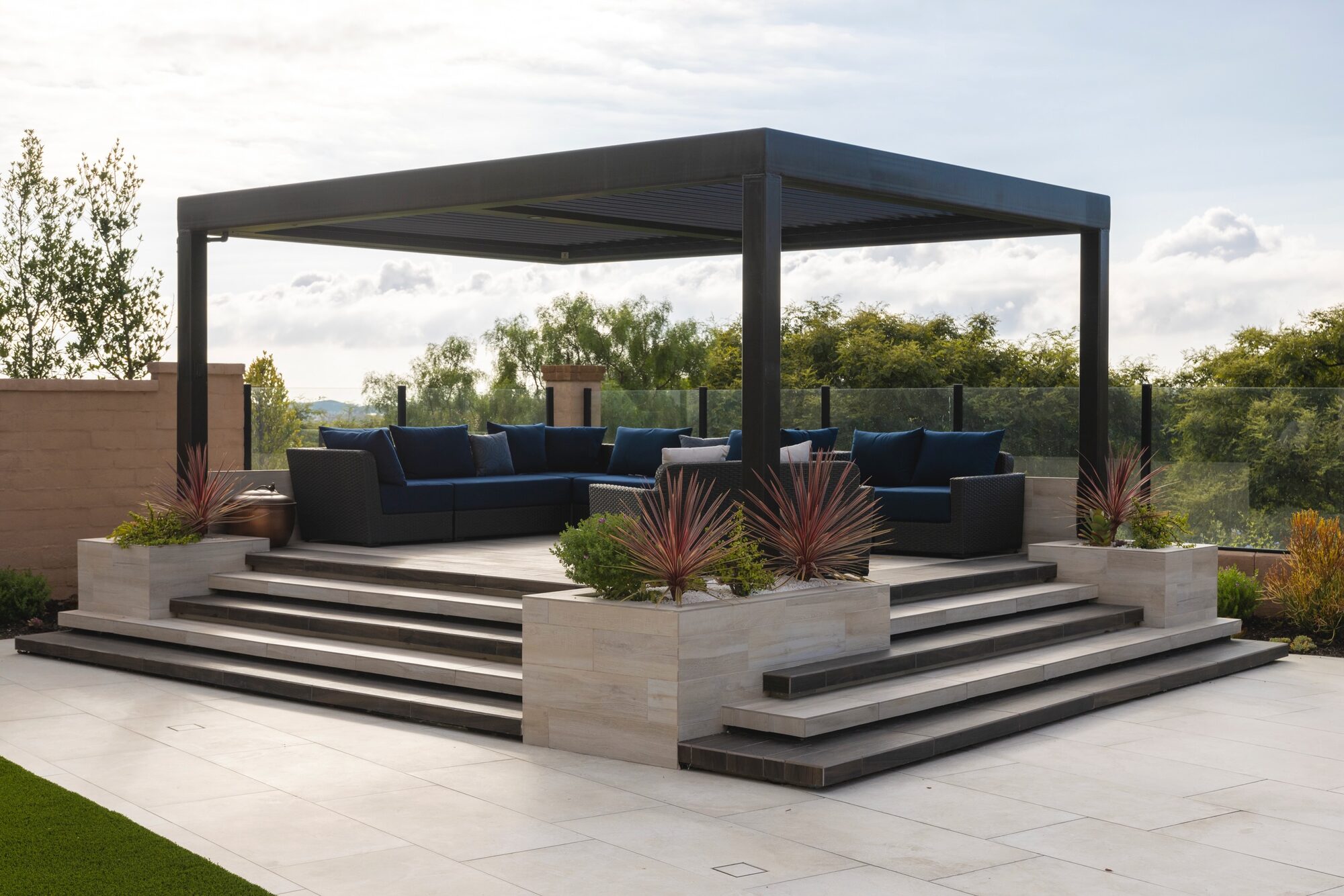 Huntington Beach — Pergola with Ceiling Fan + Side Shades